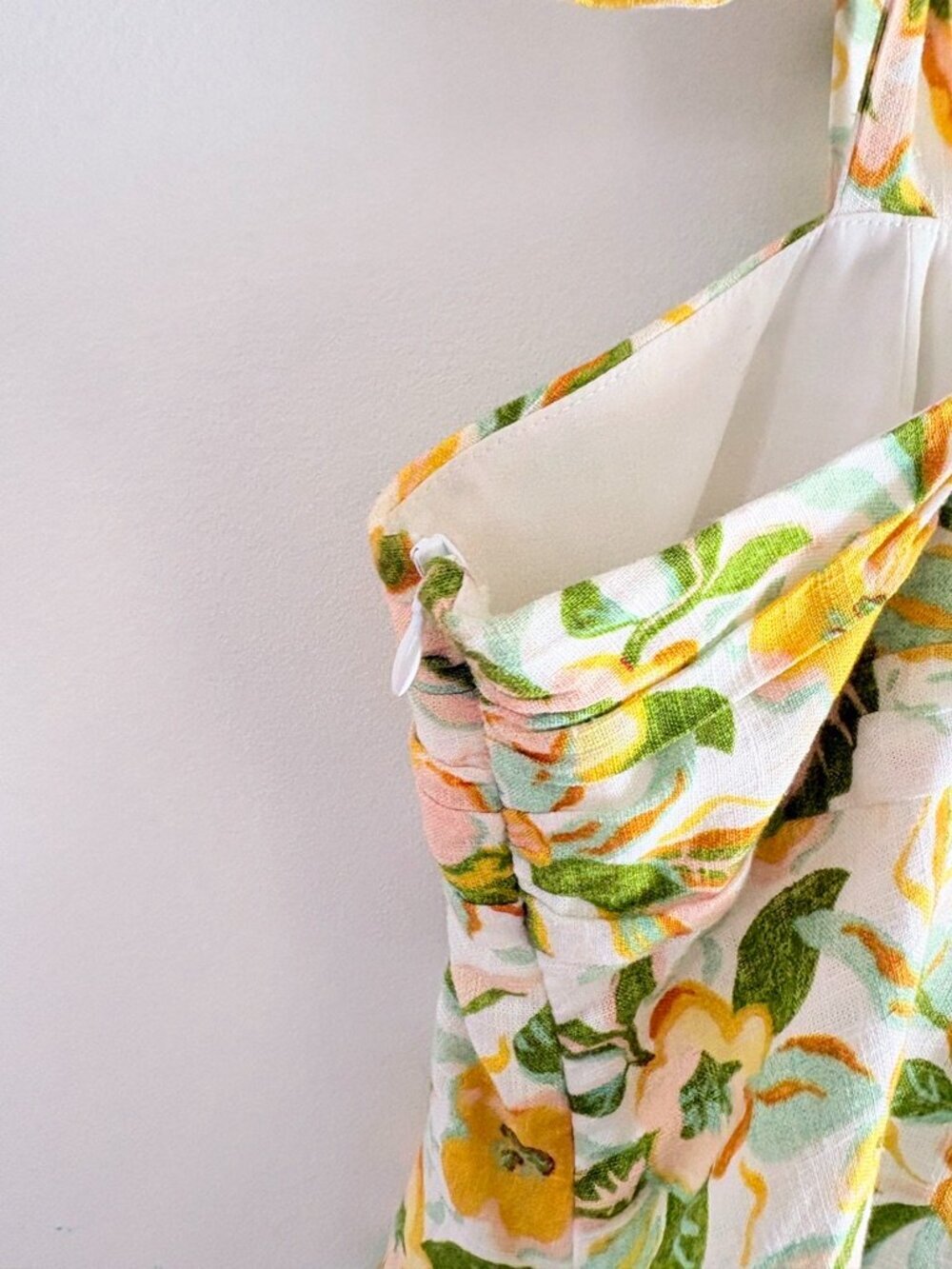 Zara Linen Blend Printed Floral Tie Strap Short Dress Size XL - Picture 5 of 6